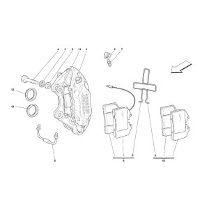 画像: 001 （左）フロント・キャリパー・ユニット・パッド付（キャリパー・ブレンボ（BREMBO)）/355（5.2 Motronic）